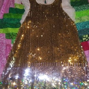 Gold Ombre Sequin Flutter Sleeve Dress